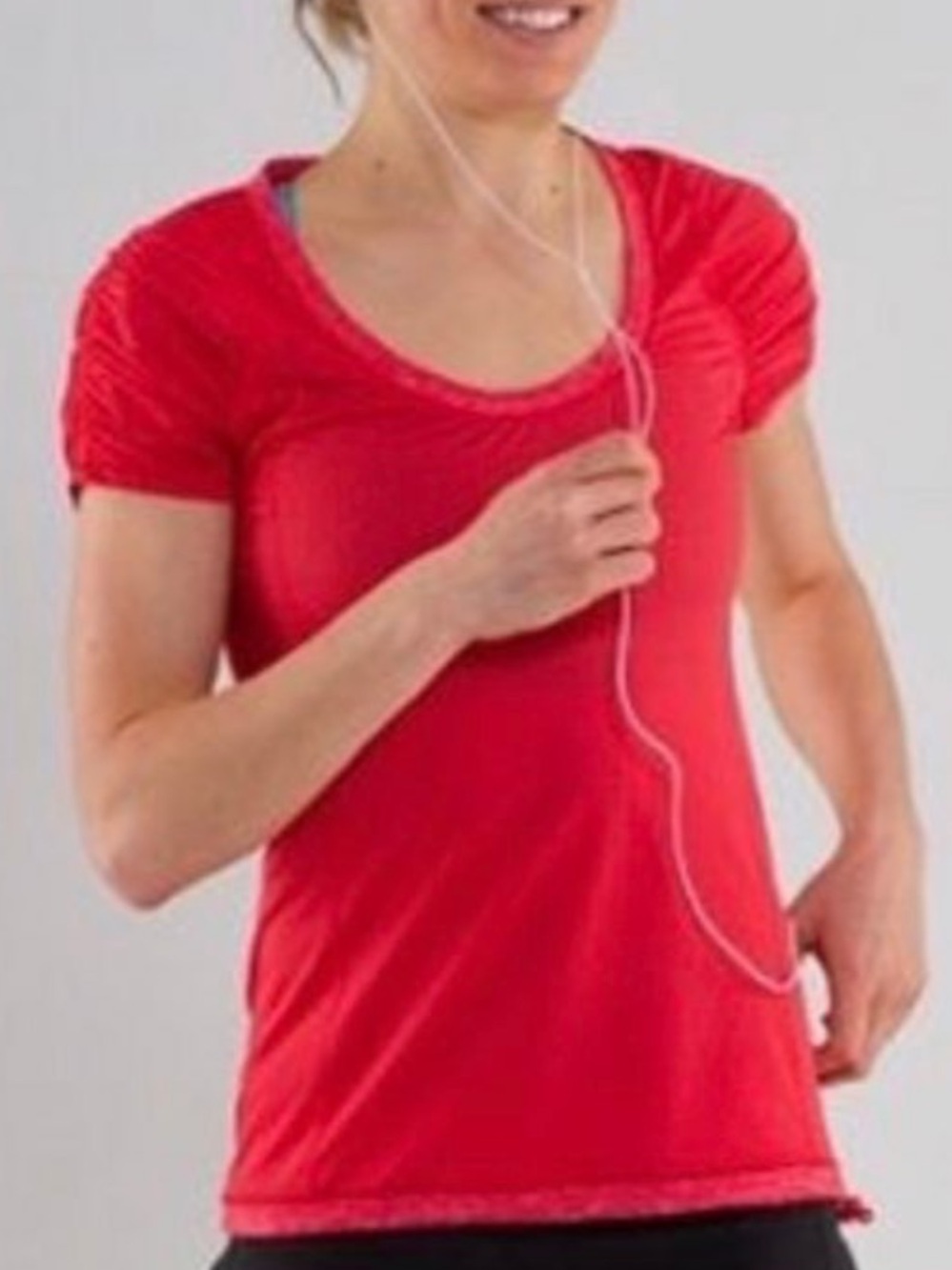 Lululemon size 10 Willpower Tech Tee Top Red Coral - Picture 1 of 10